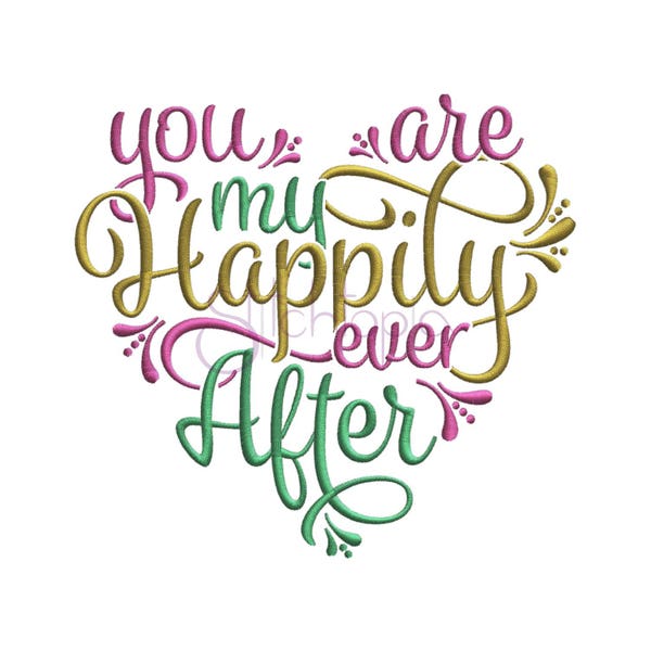 Happily Ever After Embroidery Design 7 Sizes 10 Formats Wedding Embroidery Designs Wedding Machine Embroidery Designs Instant Download Files