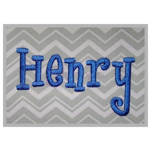 Henry Embroidery Font Set .5&quot; 1″ 1.5&quot; 2&quot; 2.5&quot; 3″ - 11 Formats BX PES DST Funky Machine Embroidery Font for Boys or Girls - Instant Download