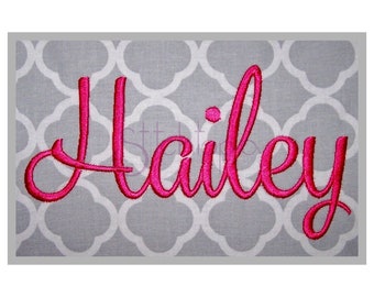 Hailey Embroidery Font #1 - .5" 1″ 1.5" 2″ 2.5" 3″ - 11 Formats BX Fonts Machine Embroidery Font Script Embroidery Font - Instant Download