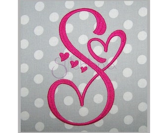 Sweetheart Embroidery Monogram Font 4" 4.5" 5" 6" 7" 8" - 11 Formats bx dst exp hus jef pes sew shv vip vp3 xxx - Instant Download Files