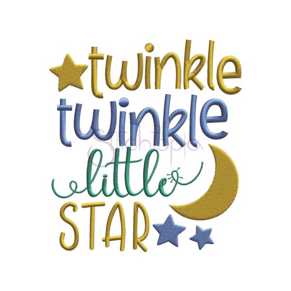 Nursery Rhymes Twinkle Twinkle Little Star Embroidery Design - 6 Sizes 10 Formats Machine Embroidery Designs for Kids Instant Download Files