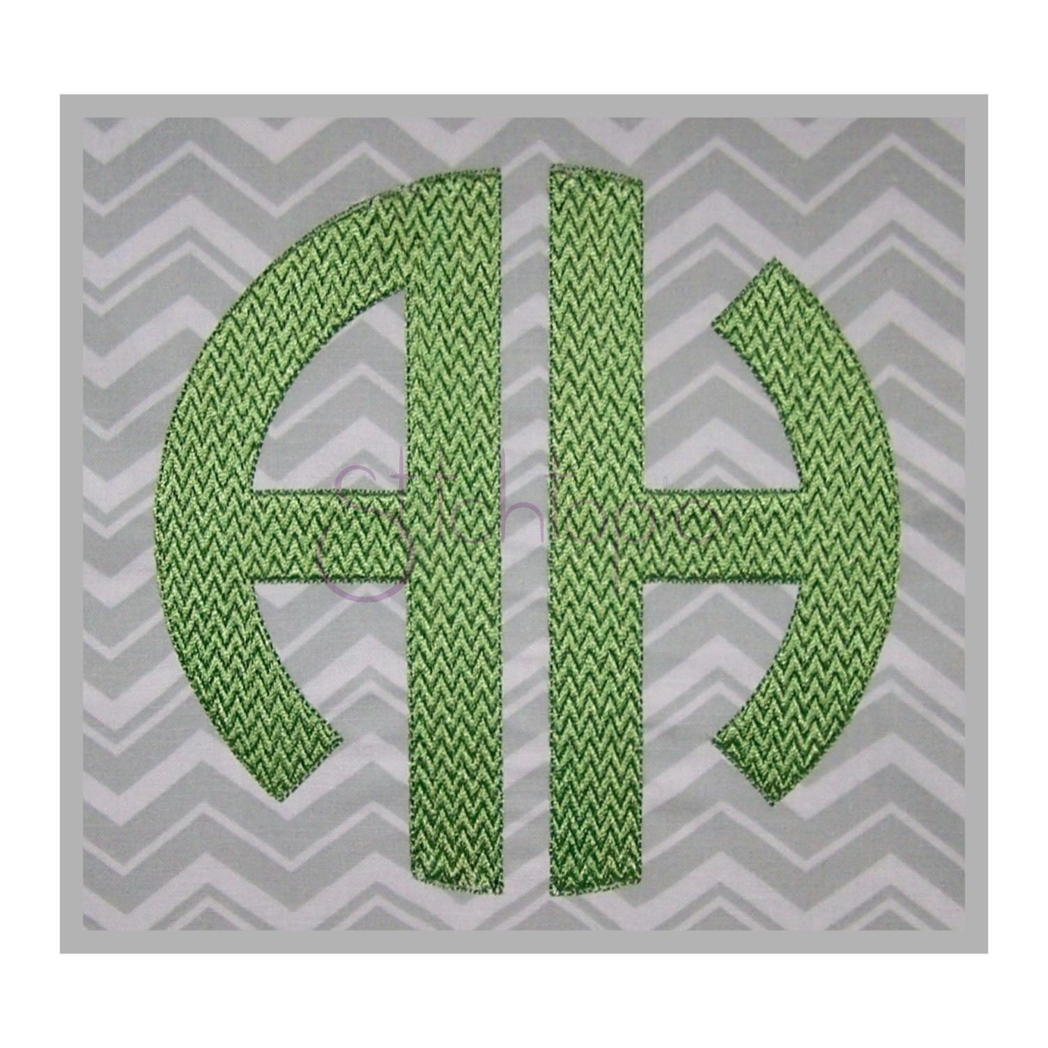 Circle Round 2-Letter Monogram Embroidery Font 3.5" 4" 4.5" 5" 5.5" - Formats: bx dst exp hus jef pes sew shv vip vp3 xxx Instant Download