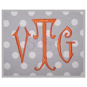 Vintage Embroidery Monogram Font – 1″ 1.5″ 2″ 2.5″ 3″ 3.5&quot; - 11 Formats bx dst exp hus jef pes sew shv vip vp3 xxx - Instant Download Files