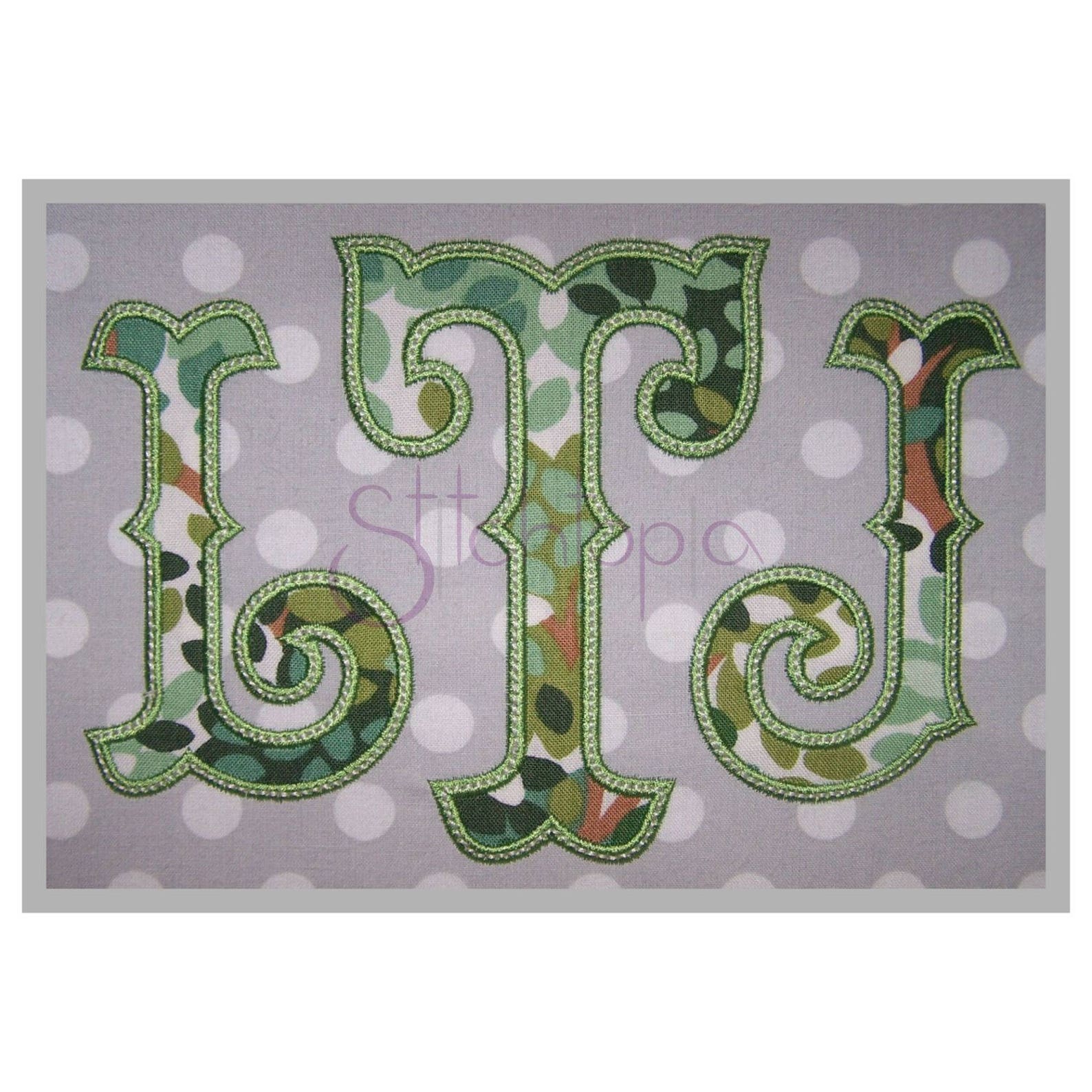 Fishtail Applique Monogram With Bean Stitch 2 3 4 11 Formats Machine