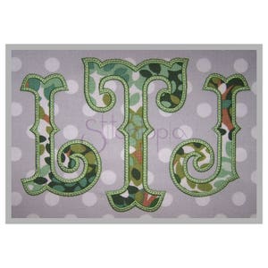 Fishtail Applique Monogram con Bean Stitch 8" 9" 10" - 11 Formats Machine Embroidery Fonts Applique Monogram Font - Instant Download Files