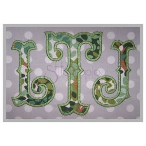 Fishtail Applique Monogram with Bean Stitch 2″ 3″ 4″ - 11 Formats Machine Embroidery Fonts Applique Monogram Font - Instant Download Files