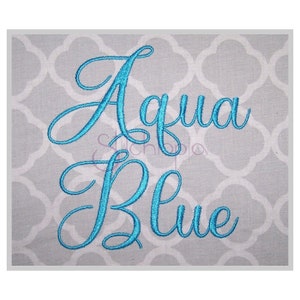 Aqua Blue Embroidery Font 1" 1.25" 1.5" 2" 2.5" Formatos: bx dst exp hus jef pes sew shv vip vp3 xxx Machine Embroidery Font Instant Download