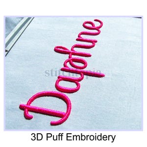 Daphne 3D PUFF Embroidery Font 2&quot; 2.5&quot; 3&quot; Formats bx dst exp hus jef pes sew shv vip vp3 xxx Machine Embroidery Font Instant Download