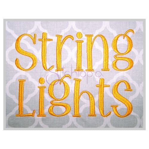 String Lights Embroidery Font .75" 1" 1.25 1.5 2" Format bx dst exp hus jef pes sew shv vip vp3 xxx Script Embroidery Font Instant Download