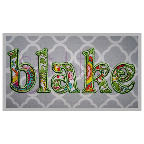 Blake Applique Monogram Set 2″, 3″, 4″ - Lowercase Letters Only - Machine Embroidery Font Machine Applique Font Instant Download Files