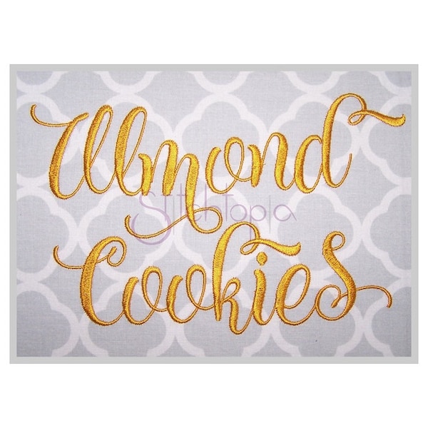 Almond Cookies #2 Embroidery Font .75" 1" 1.25" 1.5" 2" Formats: bx dst exp hus jef pes sew shv vip vp3 xxx Embroidery Font Instant Download