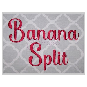 Banana Split Embroidery Font .75&quot; 1&quot; 1.25&quot; 1.5&quot; 2&quot; - Formats bx dst exp hus jef pes sew shv vip vp3 xxx Machine Embroidery Instant Download
