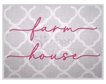 Farm House #2 Embroidery Font 1" 1.25" 1.5" 2" 2.5" Formats: bx dst exp hus jef pes sew shv vip vp3 xxx Machine Embroidery Instant Download