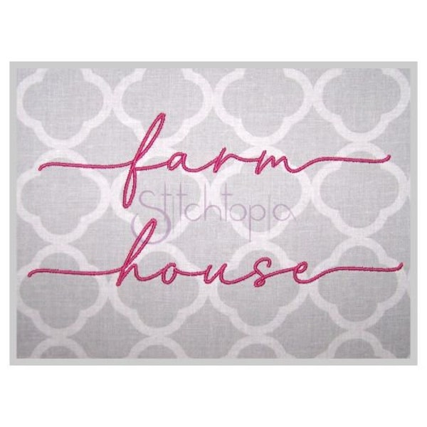 Farm House #2 Embroidery Font 1" 1.25" 1.5" 2" 2.5" Formats: bx dst exp hus jef pes sew shv vip vp3 xxx Machine Embroidery Instant Download