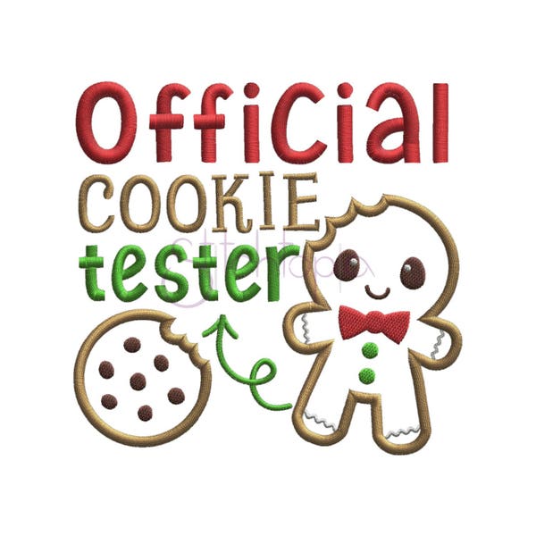 Official Cookie Tester Applique Design - 6 Sizes 10 Formats Christmas Machine Embroidery Designs Christmas Applique Designs Instant Download