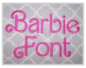 Barbie Embroidery Font 2.5" 3" 3.5" 4" 5" Formats bx dst exp hus jef pes sew shv vip vp3 xxx Machine Embroidery Font Instant Download