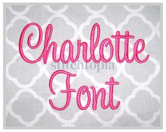 Charlotte Embroidery Font Set - 1&quot; 1.5&quot; 2&quot; 2.5&quot; 3&quot; - Sweetheart Machine Embroidery Alphabet Font BX PES DST 11 Formats - Instant Download