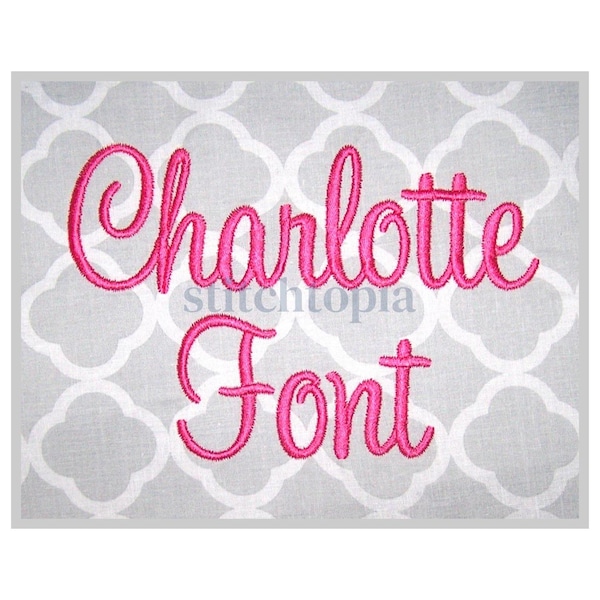 Charlotte Embroidery Font Set - 1" 1.5" 2" 2.5" 3" - Sweetheart Machine Embroidery Alphabet Font BX PES DST 11 Formats - Instant Download