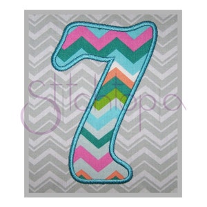 Logan Applique Numbers Set - 2", 3", 4", 5", 6", 7" - - Digital Machine Embroidery Files - Fancy Birthday Age Numbers