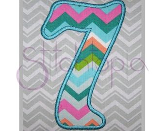 Logan Applique Numbers Set - 2", 3", 4", 5", 6", 7" - - Digital Machine Embroidery Files - Fancy Birthday Age Numbers