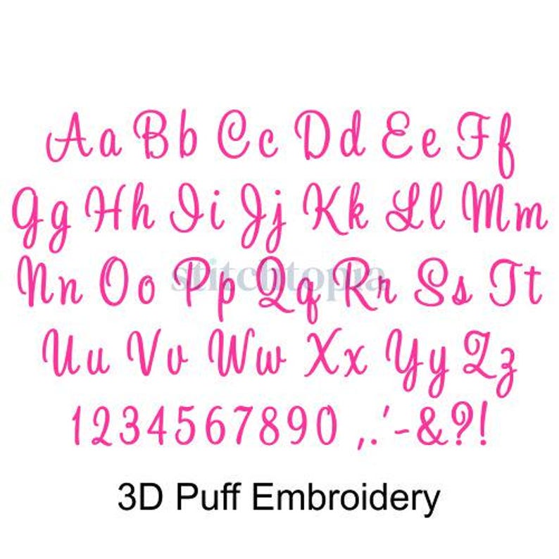 3D PUFF Script Embroidery Font Bundle #1 - 10 Embroidery Fonts ...