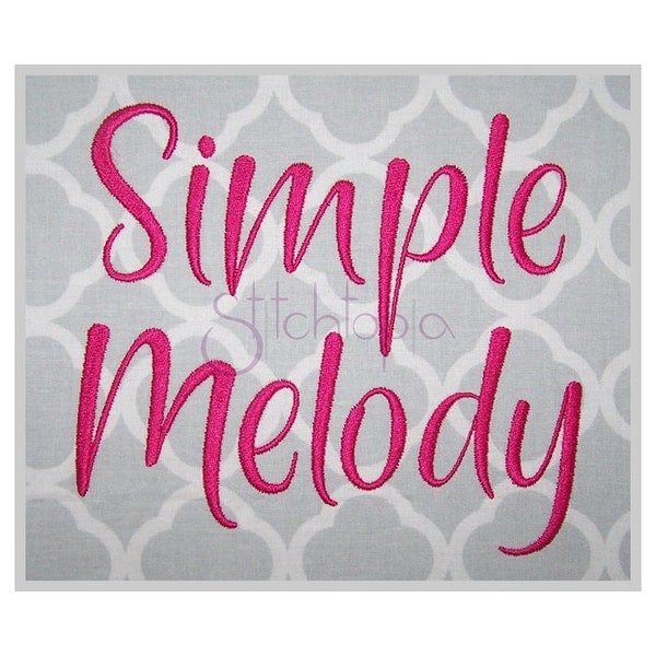 Simple Melody Embroidery Font 1" 1.25 1.5 2" 2.5" Format bx dst exp hus jef pes sew shv vip vp3 xxx Machine Embroidery Font Instant Download