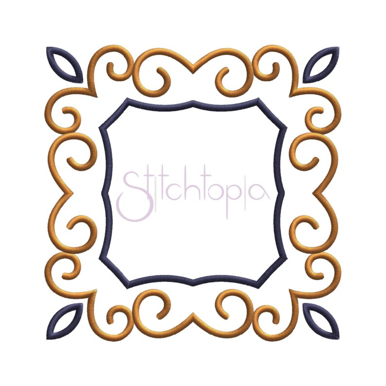 Swirly Square Applique Frame 6 Sizes 10 Formats PES DST Etsy