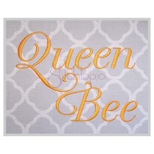 Queen Bee Embroidery Font 1&quot; 1.25&quot; 1.5&quot; 2 2.5&quot; Formats bx dst exp hus jef pes sew shv vip vp3 xxx Machine Embroidery Font Instant Download