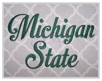 Michigan State Embroidery Font 2.5" 3" 3.5" 4" 5" Format bx dst exp hus jef pes sew shv vip vp3 xxx Machine Embroidery Font Instant Download