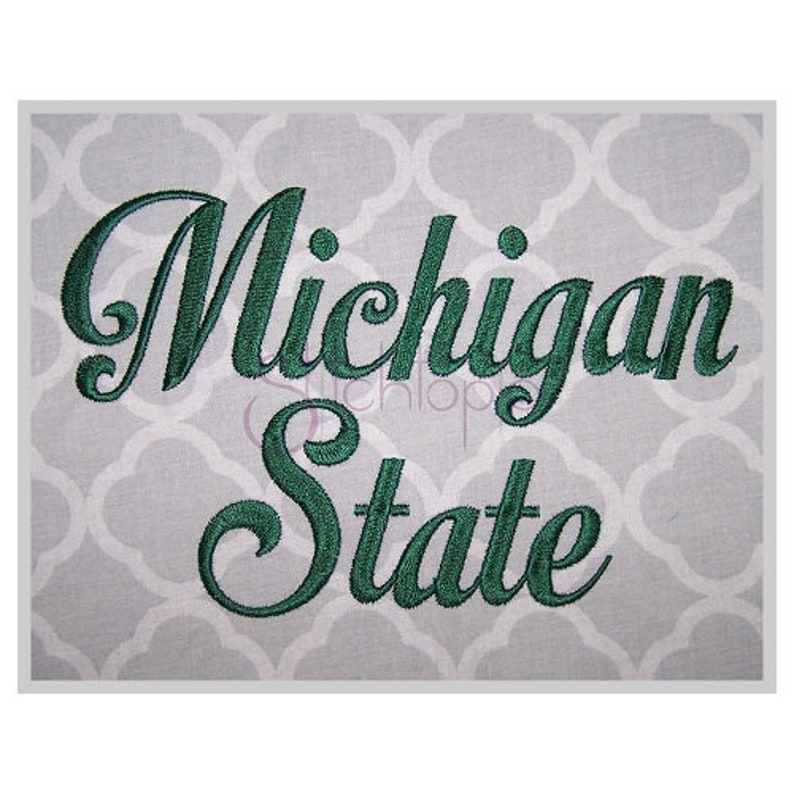 Michigan Cursive Michigan State Embroidery Font 2.5