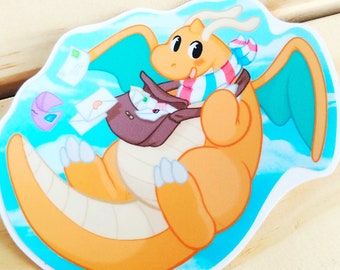 Dragonite Air Mail Sticker - Pokemon Vinyl Water Bottle Sticker - Laptop Decal