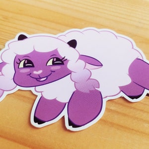 Kitschy Kawaii Sheep Vinyl Sticker - Water Bottle Sticker - Laptop Decal