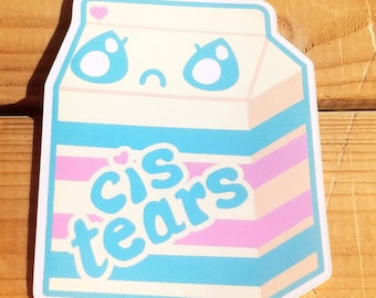 Cis Tears Sticker - Milk Carton Shaped Laptop Vinyl Decal