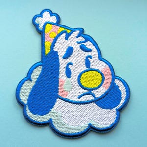 Sad Clown Puppy - Embroidered Iron On Patch