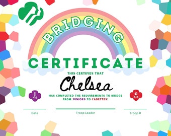 Girl Scout Bridging Certificate Juniors to Cadettes Seniors or