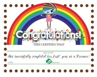 Girl Scout Brownie Rededication Certificate Printable PDF - Etsy