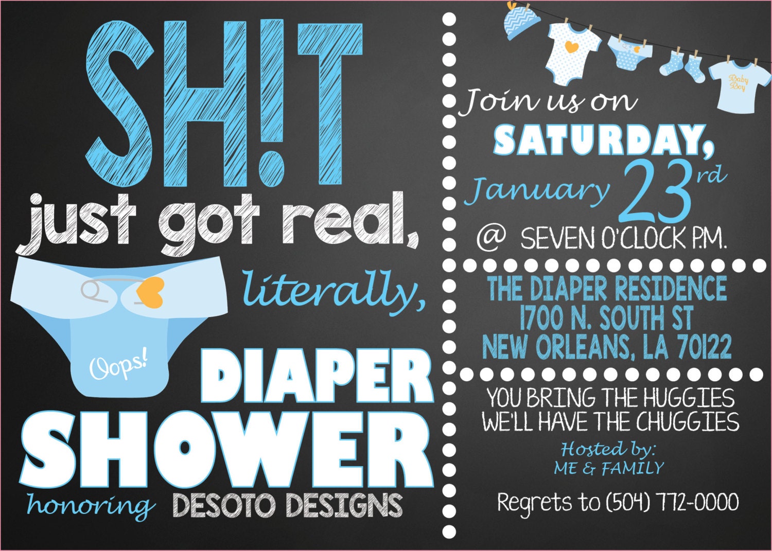 Diaper Shower Invitation 5x7 BOY Etsy