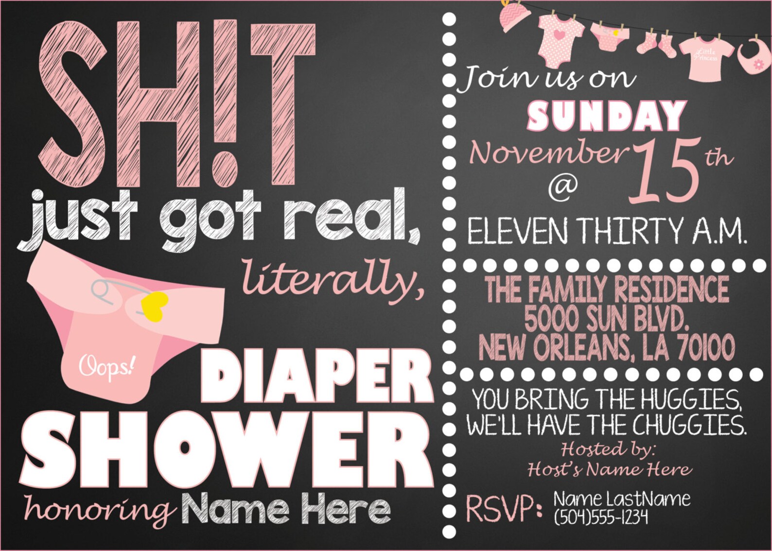 Diaper Shower Invitations 5x7 Etsy