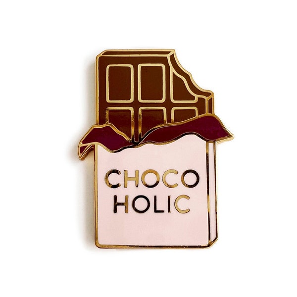 Chocoholic Enamel Pin/ Chocolate Gift/ Funny Foodie Gift/ Chocolate Party Invitation/ Chocolate Gift Box/Chocolate Lapel Pin/Cute Enamel Pin