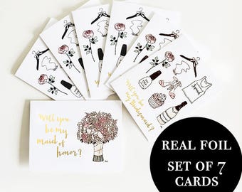 Bridesmaid Card Set / Bridesmaid Proposal Card Set / Maid of Honor Card / Wedding Card/ Boxed Card/ Gift for Bridesmaid/ Be my Bridesmaid