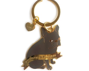 Portachiavi Gosknor "Best Dog Walker Ever" Con Bulldog Francese, Argento, 6 Cm, Regalo Per Amanti Dei Cani
