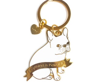French Bulldog Keychain/ Funny Dog Gift/ French Bulldog Gift/ Bulldog Gift/Dog Mom Gift/Enamel Keychain/Encouragement Gift/Pawsible Keychain