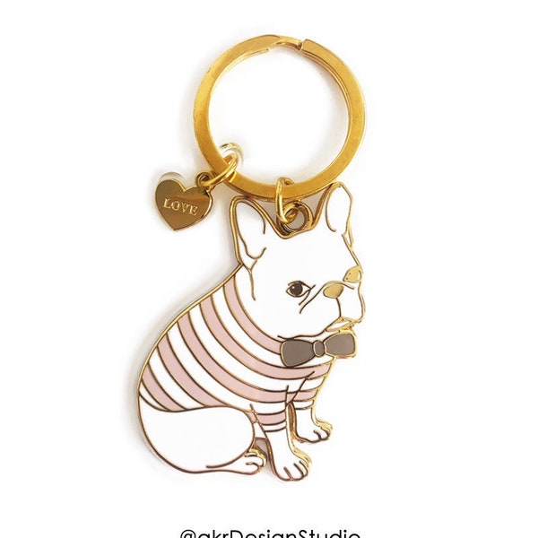 French Bulldog Keychain / Dog Lover Gift / dog Keychain / Enamel Keychain Dog / Best Friend Gift / Frenchie Gift / Hard Enamel /Bulldog Gift