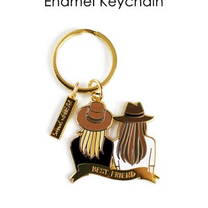 Best Friend Gift / Best Friend Keychain Blonde & Brown / Enamel Keychain / Gift for Best Friend / Friendship Keychain / Best Friend Forever image 1