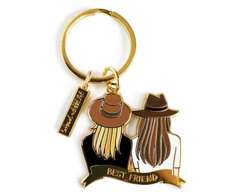 Best Friend Gift / Best Friend Keychain Blonde & Brown / Enamel Keychain / Gift for Best Friend / Friendship Keychain / Best Friend Forever