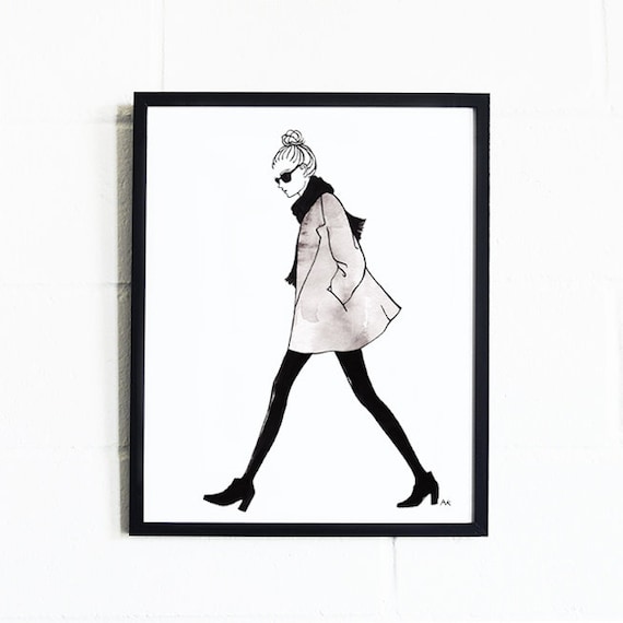 Minimalist Art/ Fashion Illustration/ Fashion Wall Art/ Black and White Prints/ Closet Wall Art/Dorm Wall Decor/Wall Art Prints/Gift for Her