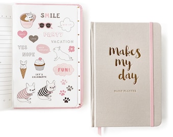 Daily Planner / Daily Planner Ongedateerd / Dankbaarheid Journal / Franse Bulldog Sticker / Stof Cover Planner / Franse Bulldog Gift / Dagelijkse agenda