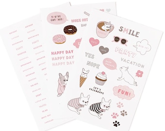 French Bulldog Planner Sticker/ Planner Sticker Sheets/ Set of 3/ Agenda Sticker/ Stickers for Planner/ French Bulldog Gift/ Dog Stickers
