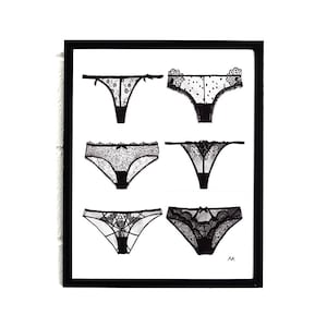 Panty Print/ Lingerie Art/ Bathroom Wall Decor/ Lingerie Wall Art/Black and White/Bedroom Wall Art/ Bra and Panty Print/ Set of 2 Prints image 1
