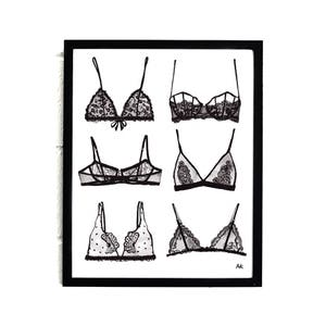 Bra Print/ Bathroom Wall Decor / Bedroom Art Print / Black and White Art/ Minimalist Gallery Wall/ Feminine Wall Art/ Lingerie Art/ 8x10 Art